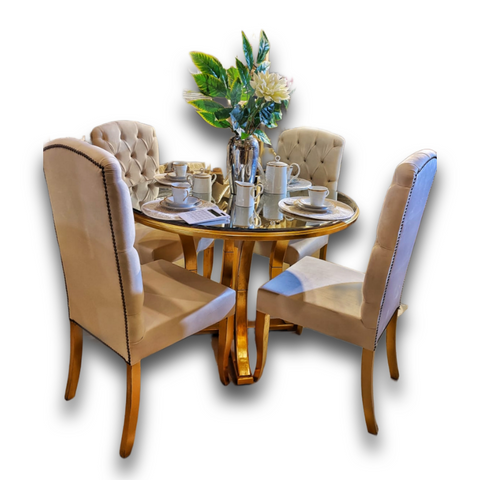 4 Person Dining Table Round with Chairs